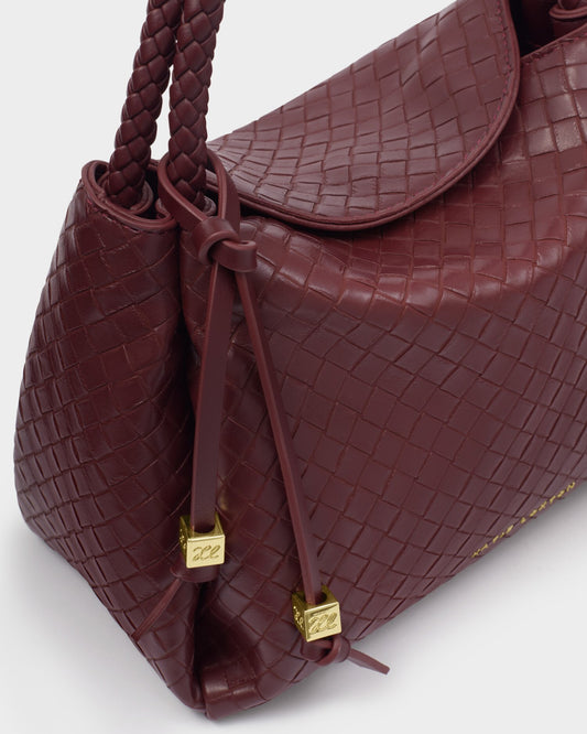 Nova Woven Texture Top Handle Bag in Cherry