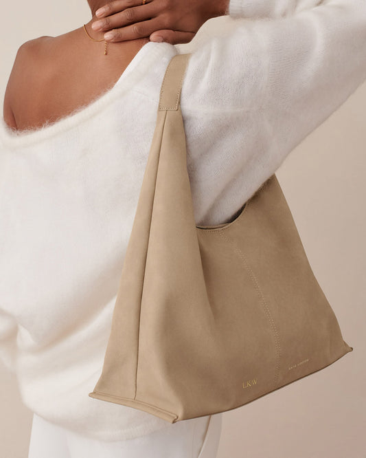 Laila Suedette Shoulder Bag in Light Taupe