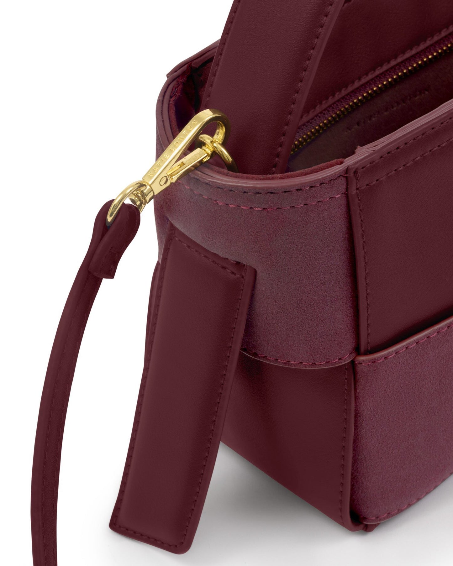 Taya Hand Woven Suedette Top Handle Bag in Cherry