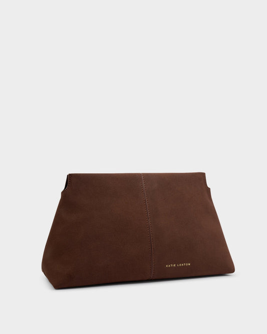 Laila Suedette Clutch in Chocolate