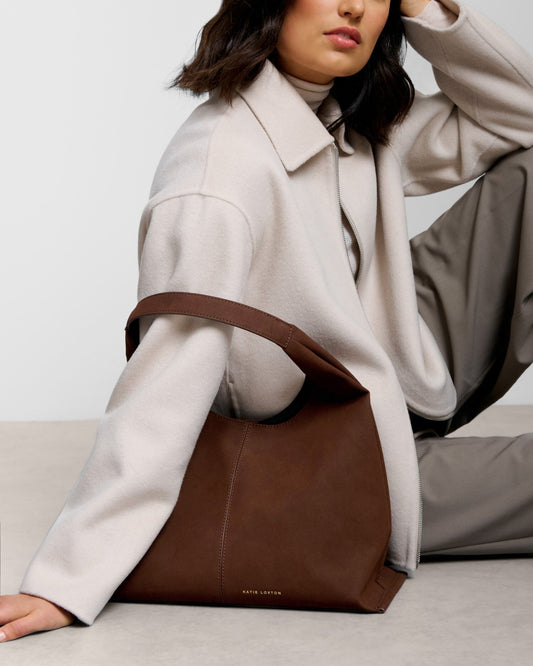 Laila Suedette Shoulder Bag in Chocolate
