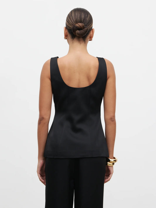 Breya Satin Waistcoat in Black