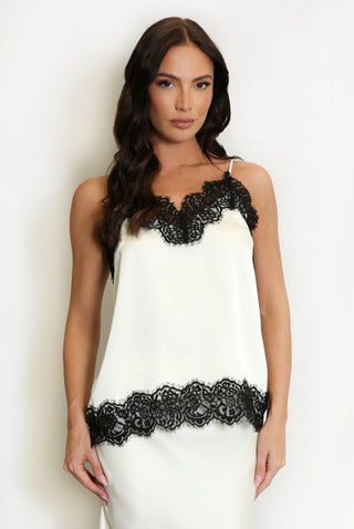 Lace Hem Cami Top in Cream