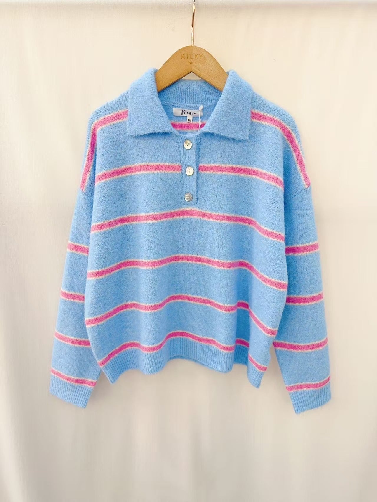 Casey Knit Polo jumper in Blue
