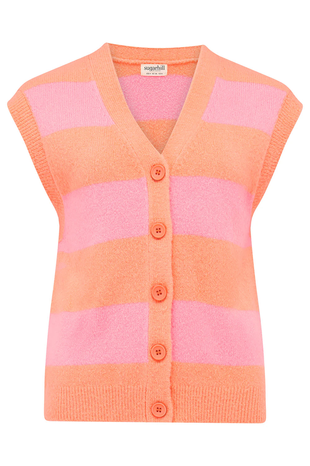Amber Knit Vest | Peach/Pink Pastel Stripe
