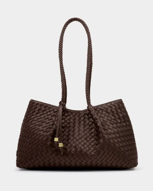Nova Hand Woven Small Shoulder Tote in Chocolate