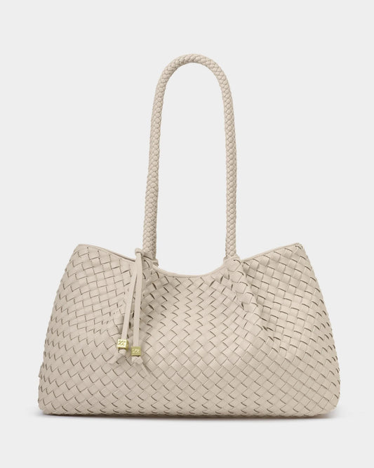 Nova Hand Woven Small Shoulder Tote in Oyster