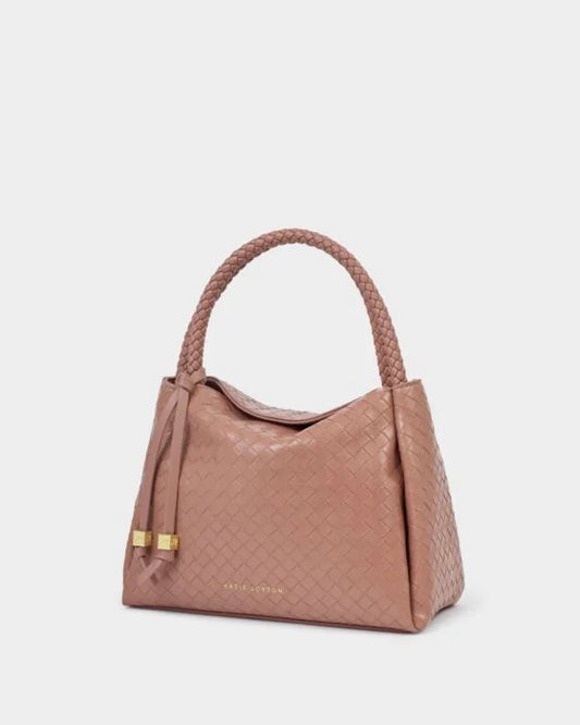 Nova Woven Texture Top Handle Bag in Pink Clay