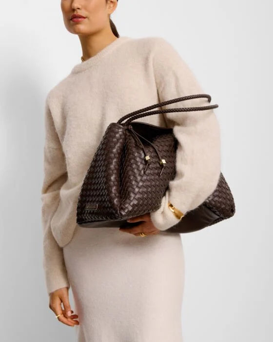 Nova Hand Woven Large Shoulder Bag in Chocolate