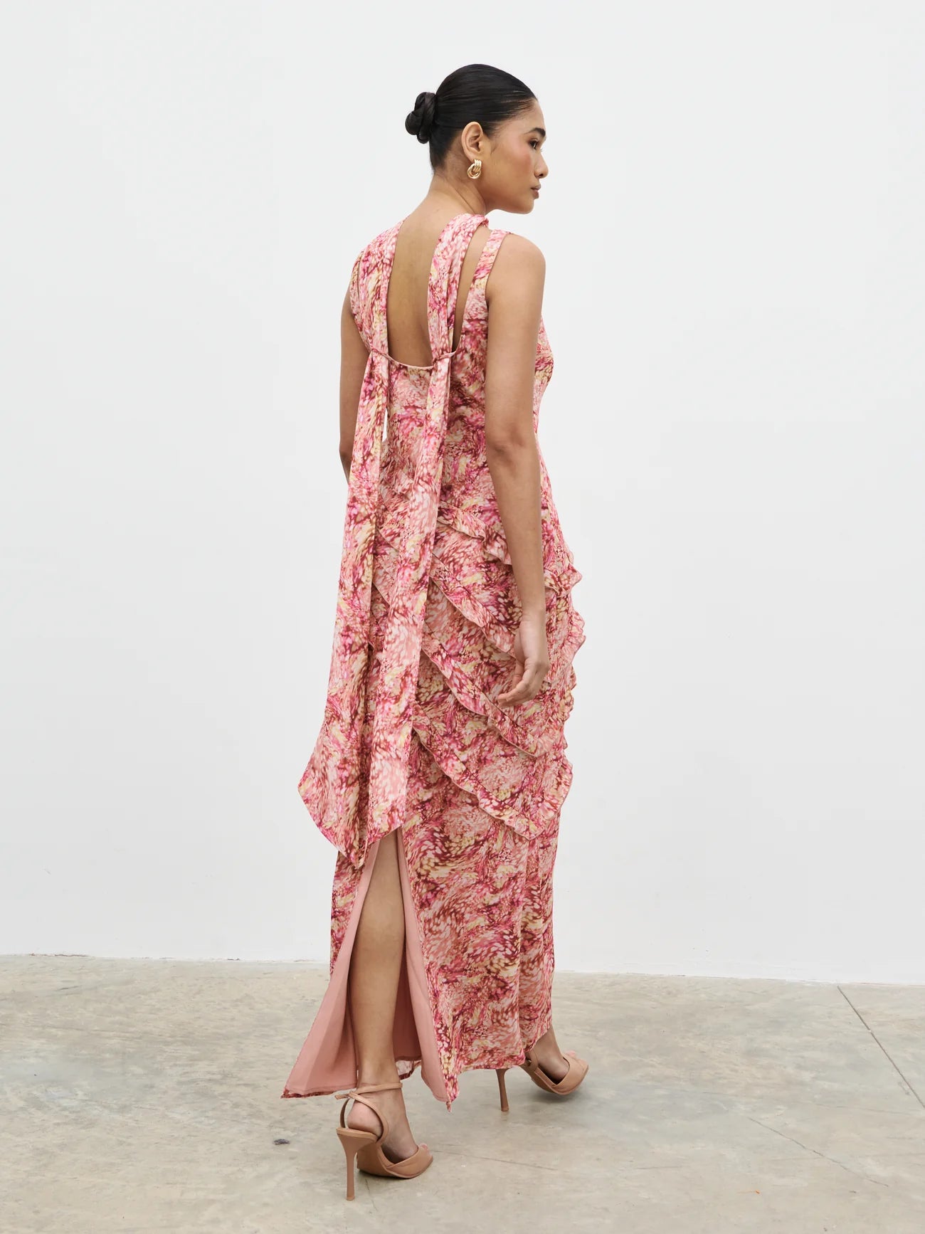 Constance Scarf Ruffle Maxi Dress