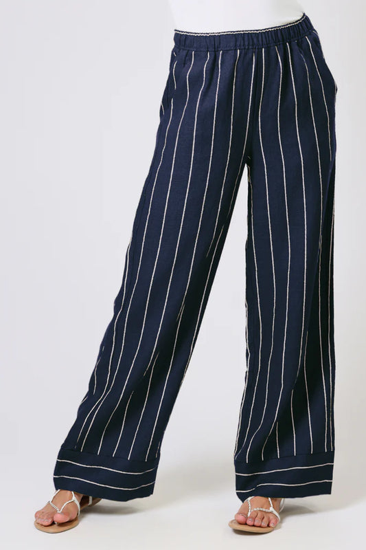 Traffic People Charlie Trousers in Navy Pinstripe