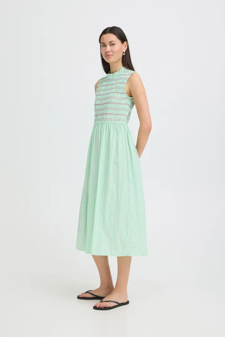 Ihlocy Dress in Green/Birch Stripe