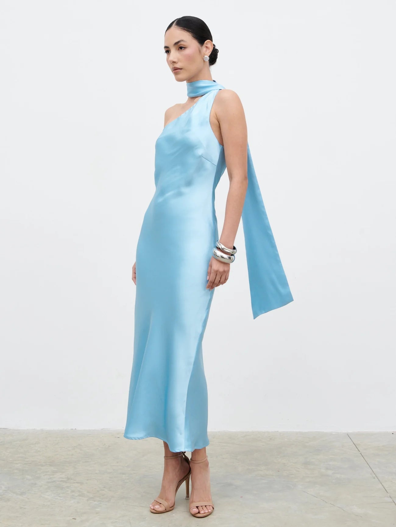 Sheree Scarf Midaxi Dress in Pale Blue
