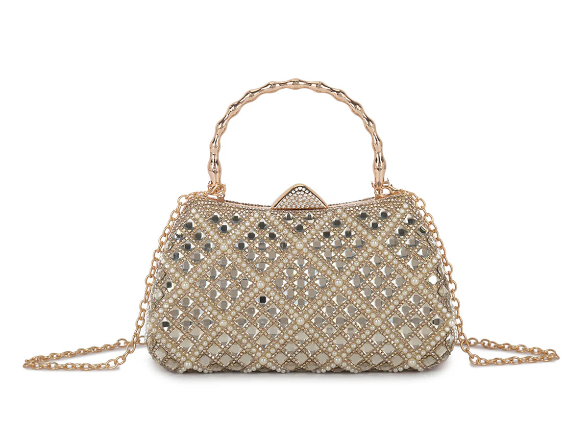 Diamanté Gold Clutch Handbag
