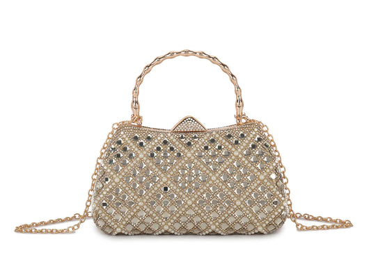 Diamanté Gold Clutch Handbag