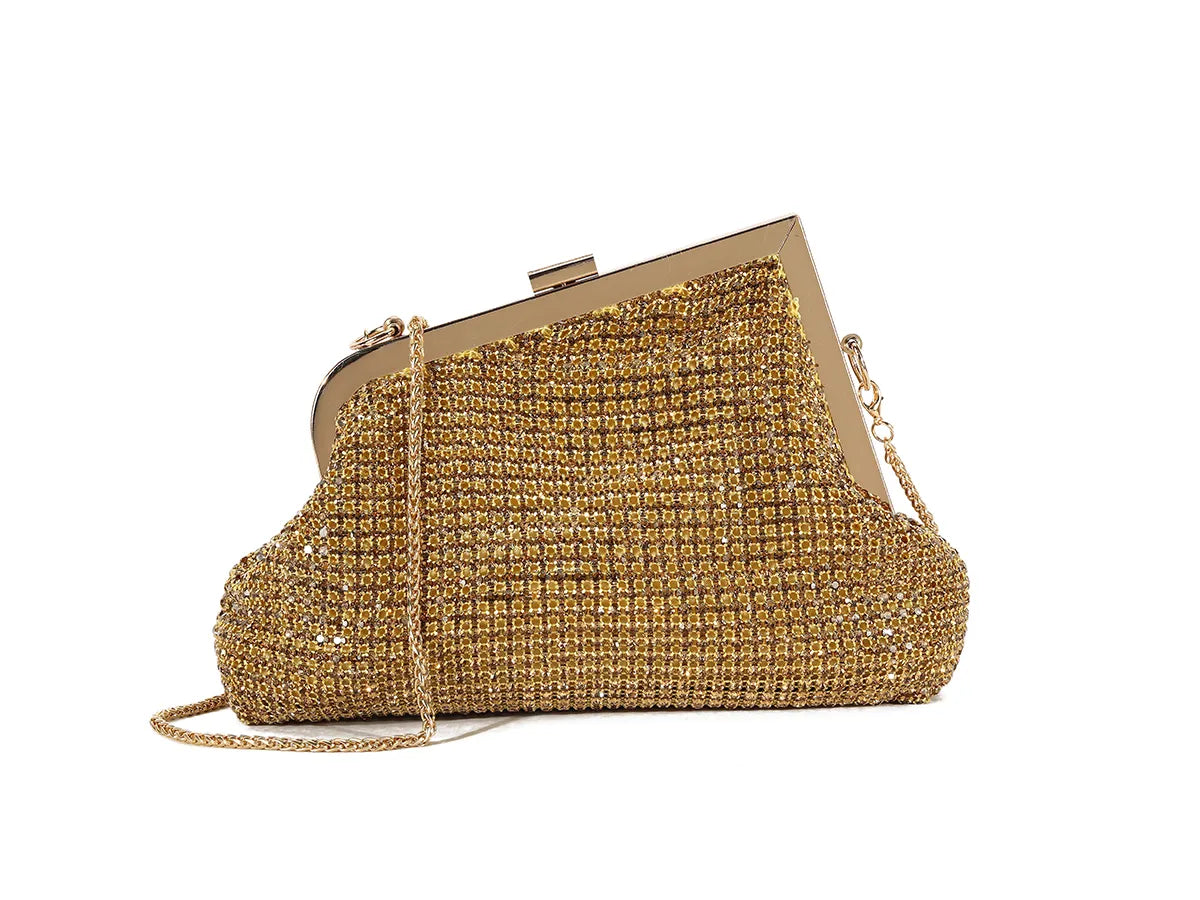 Gold Diamanté Clutch Bag