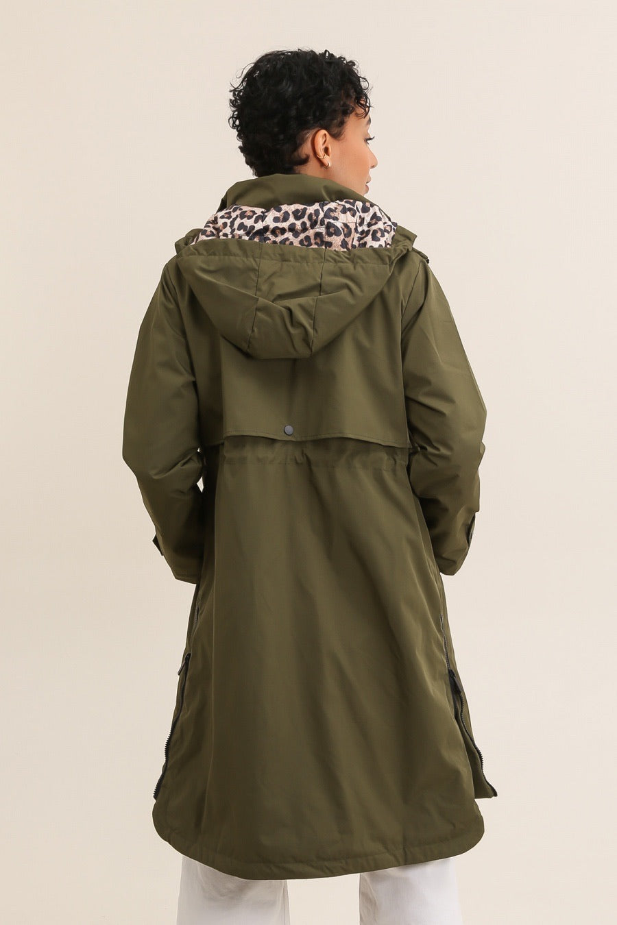 Khaki Hooded Trench Coat