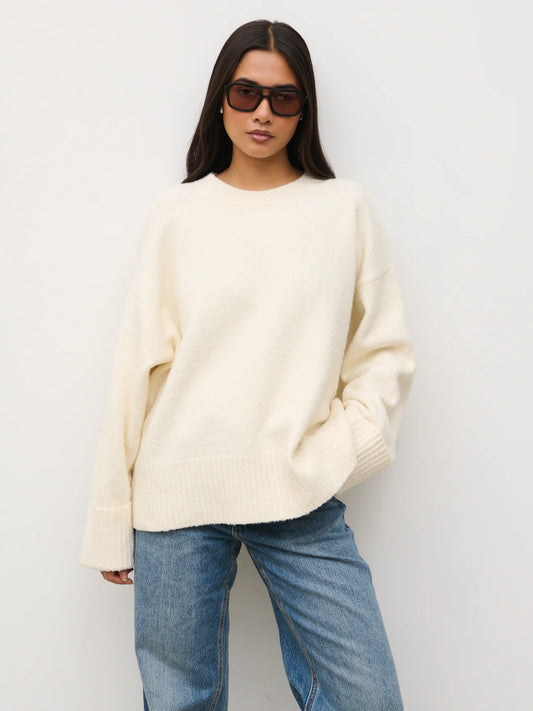 Camille Oversized Borg Jumper in Cream