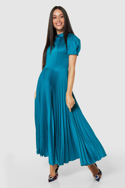 Turquoise Pleated Dress