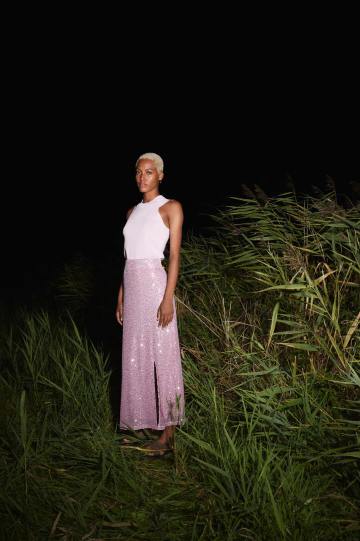 ICHI Ihfauci Skirt in Parfait Pink