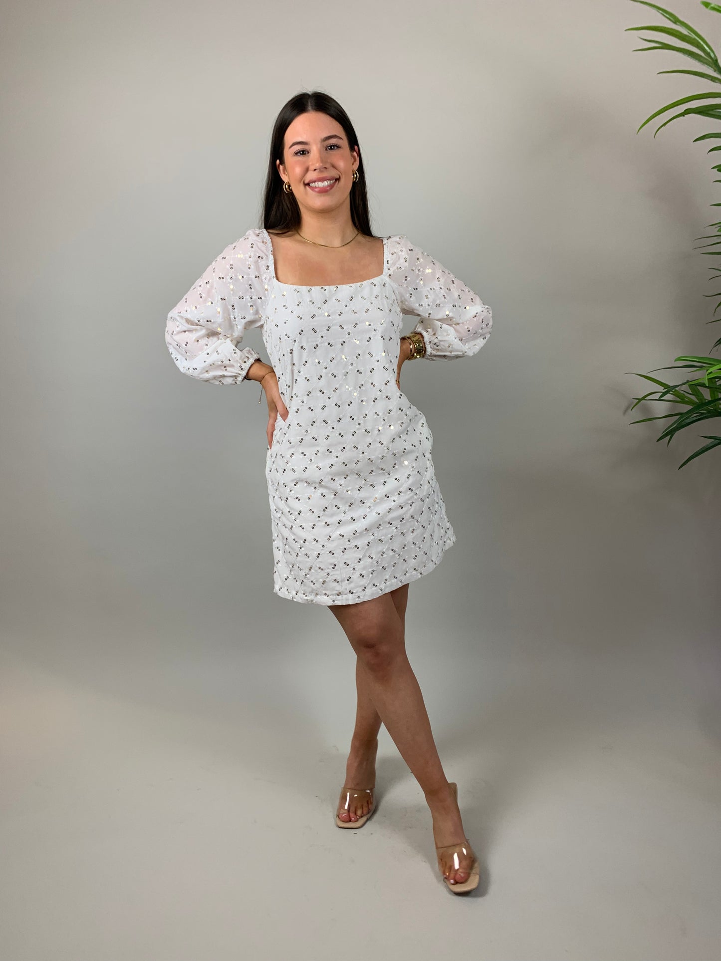 Traffic People Capri Sequin Dress White