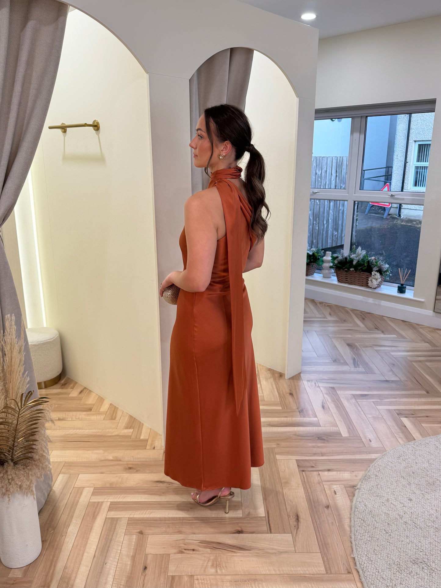 Aideen Maxi Dress in Rust