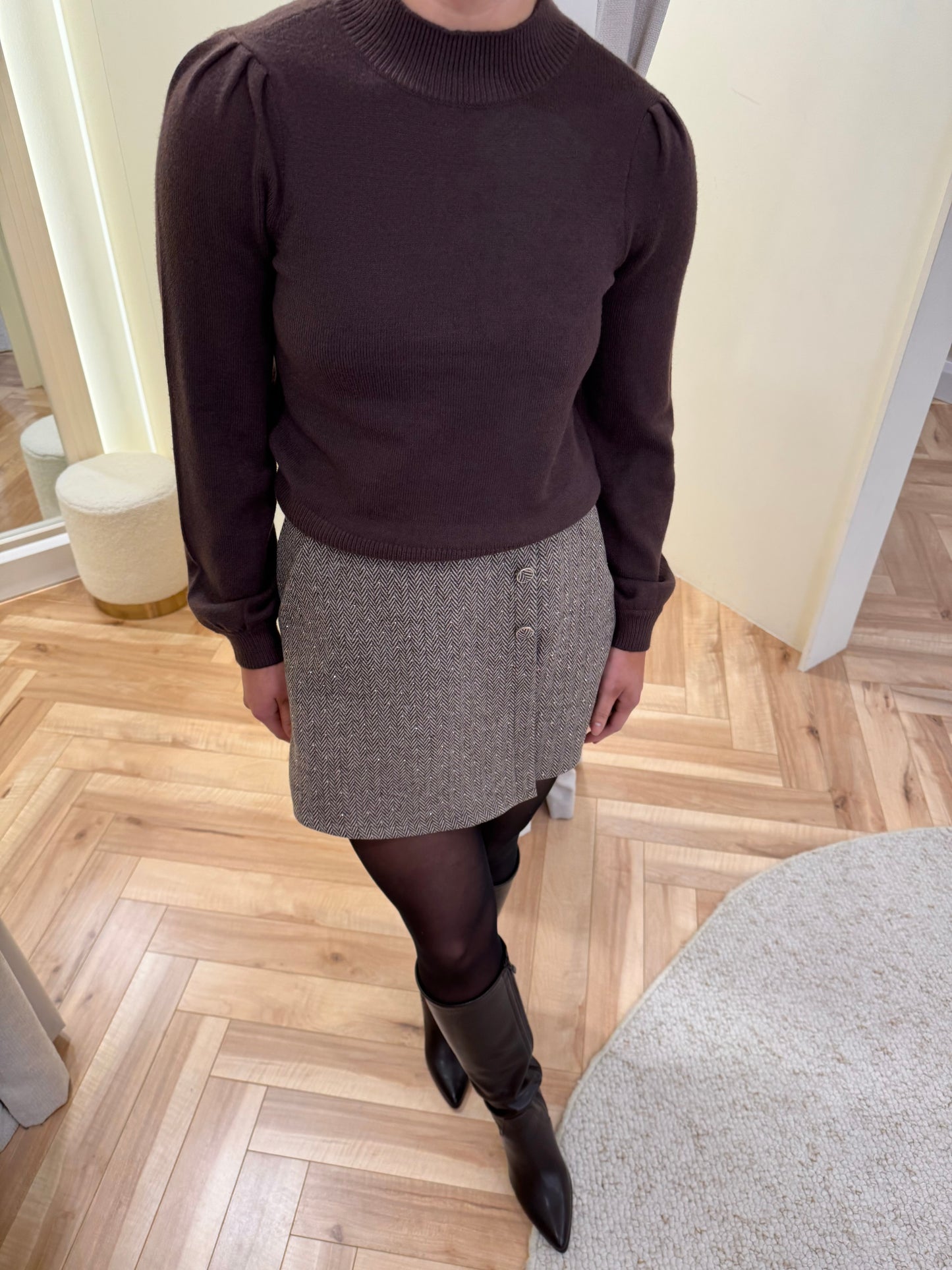 Katy Tweed Skort in Brown