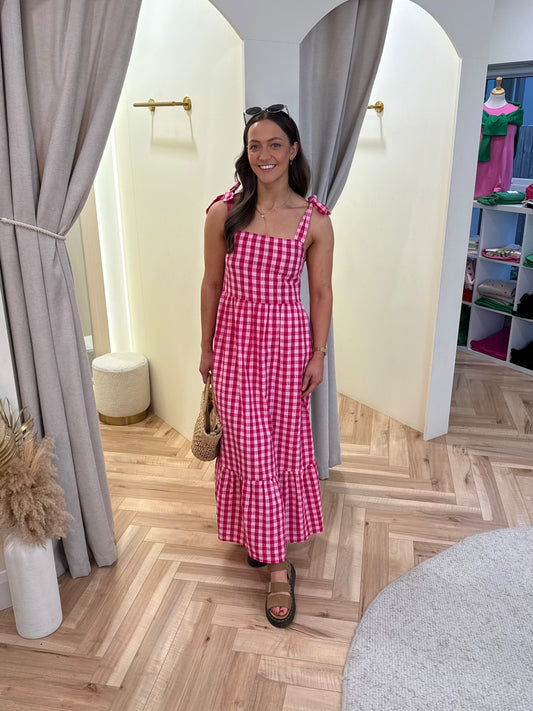 Ihfelicia Dress in Very Berry/Pink Check