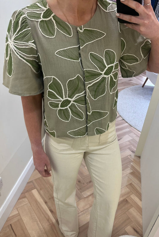 Traffic People Daisy Top in Green