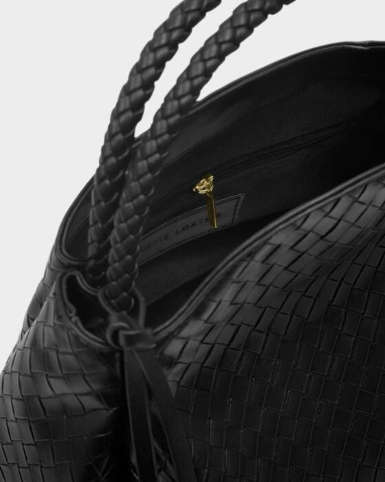 Nova Woven Texture Top Handle Bag in black