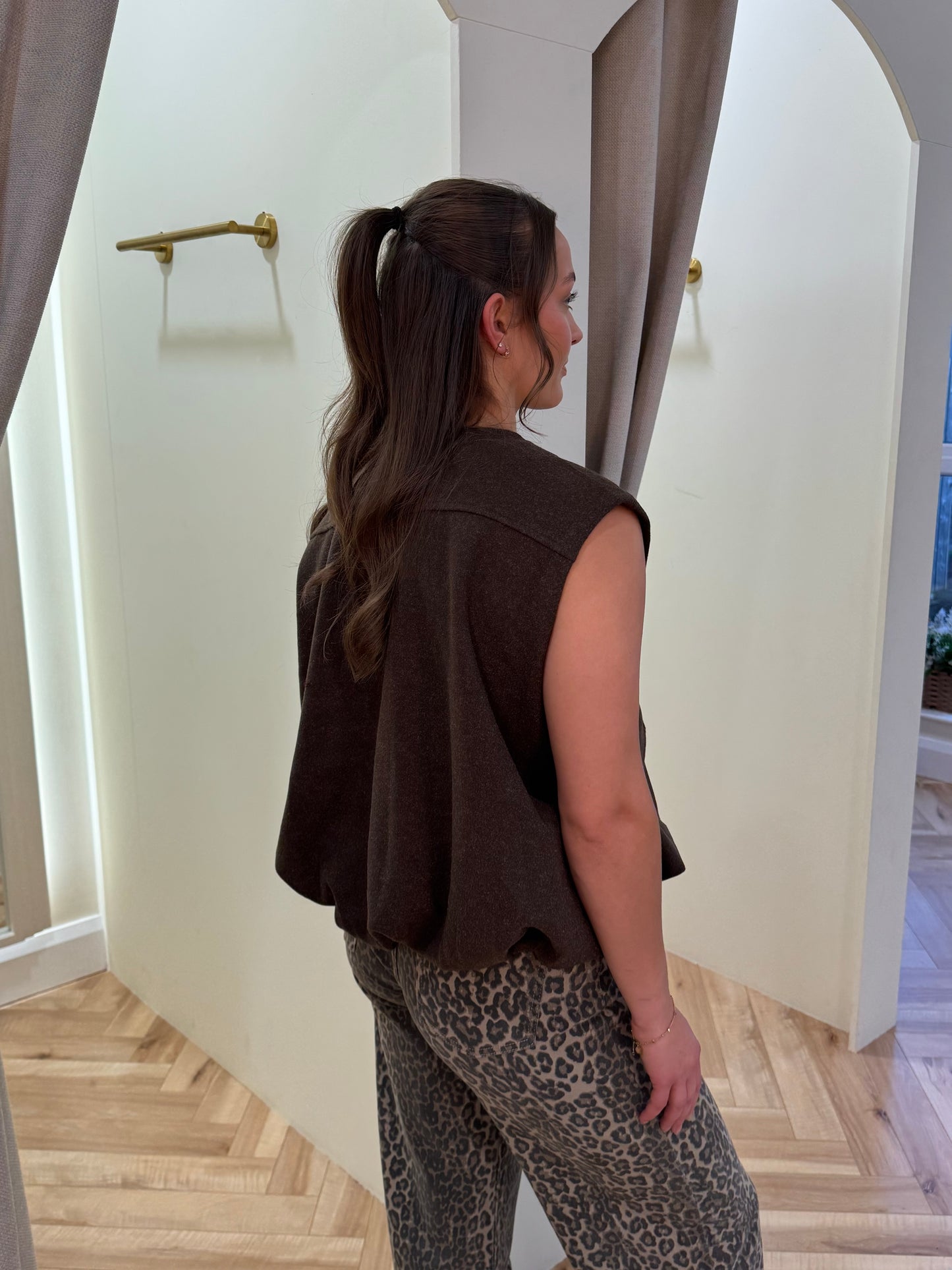 Jayla Sleeveless Jacket on Brown