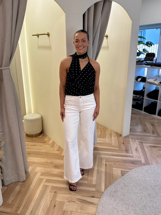 Polkadot backless top