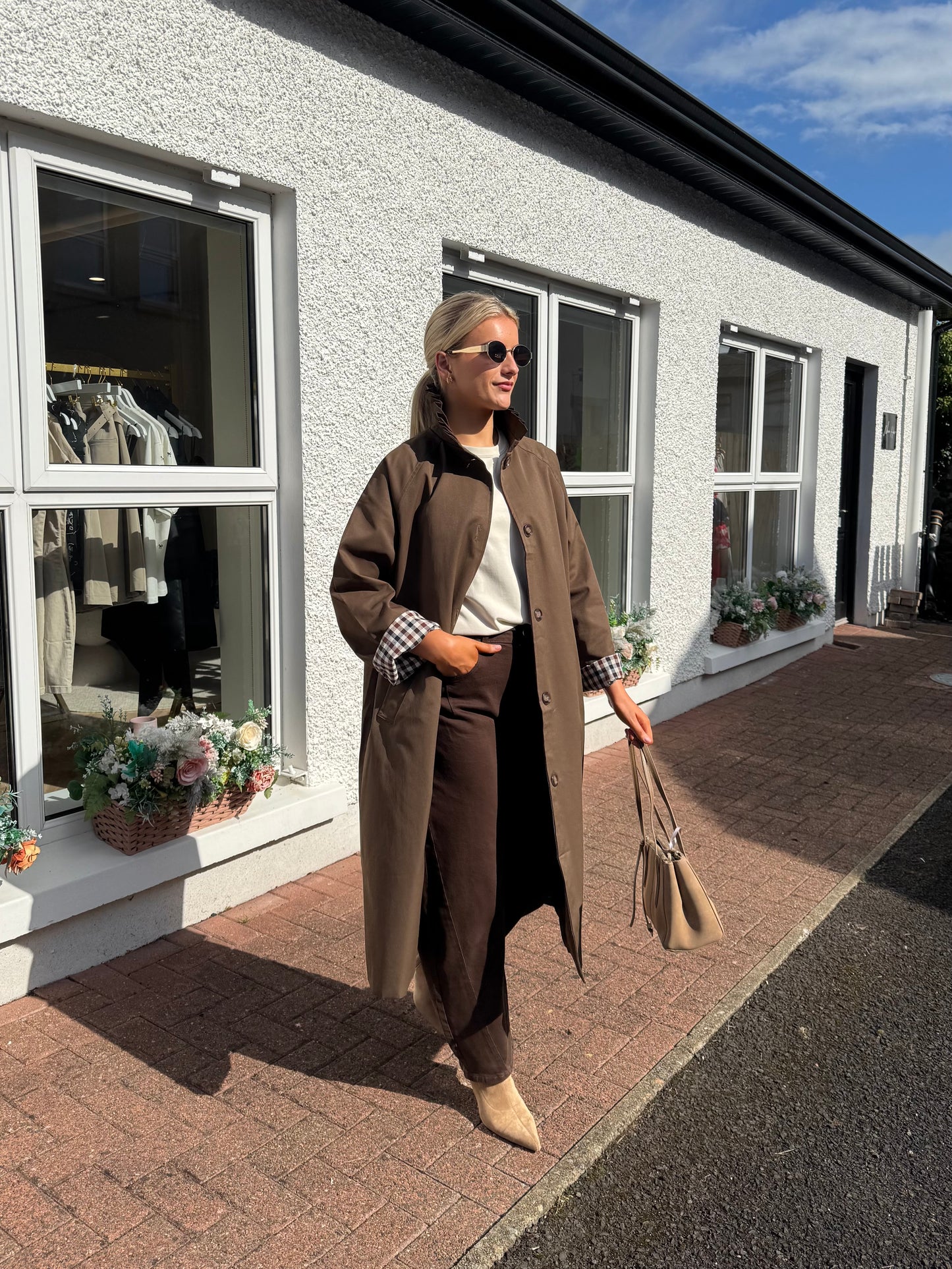Elodie Longline Coat in Brown