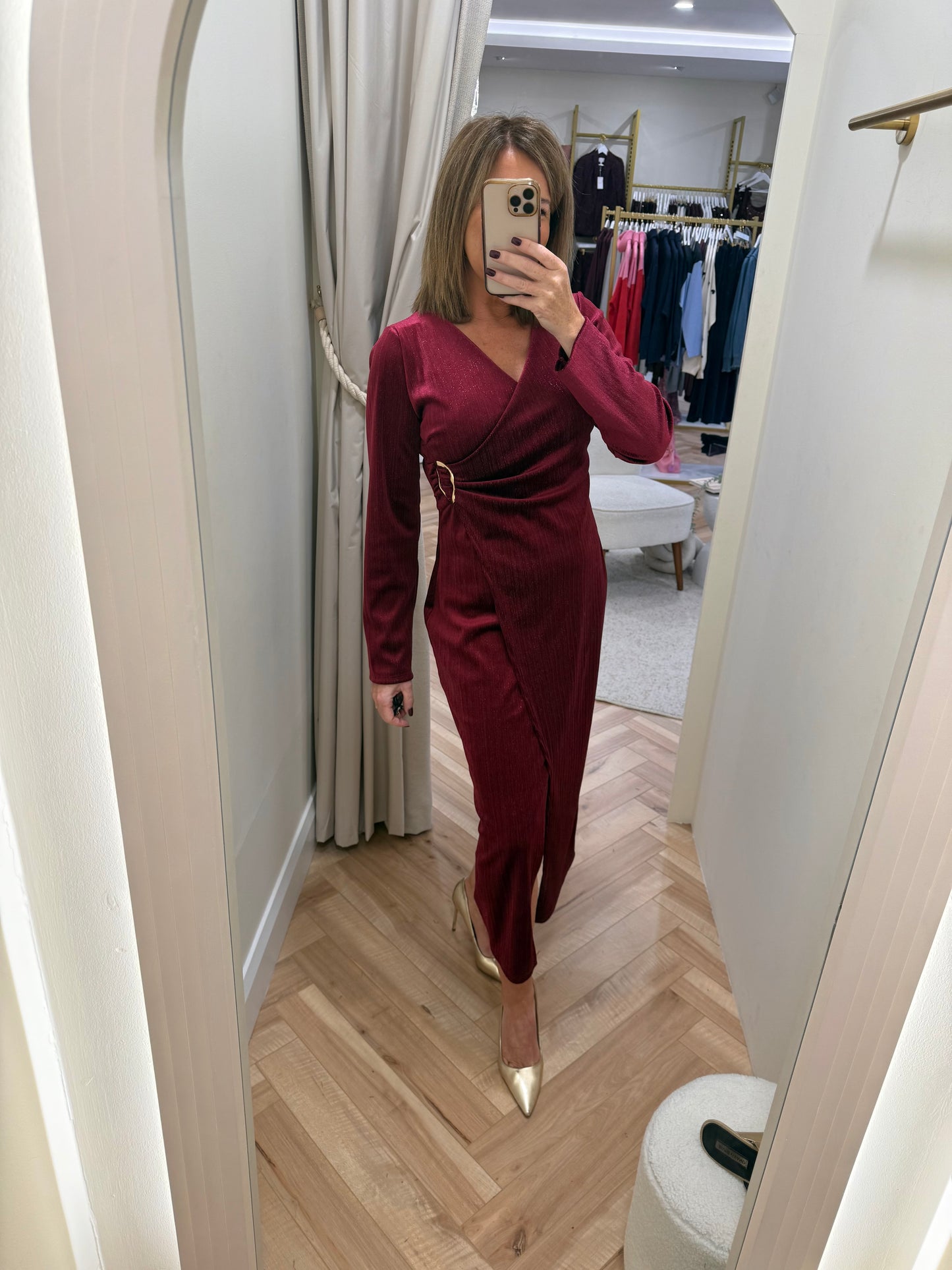 Demi Dress in Burgundy Red