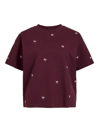 Vimonie bow T-shirt in burgundy