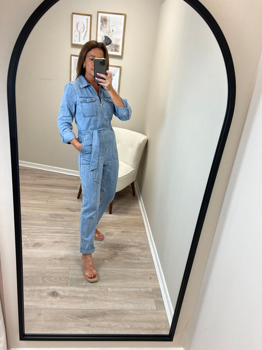 Louisa Denim Jumpsuit in Light Blue Denim