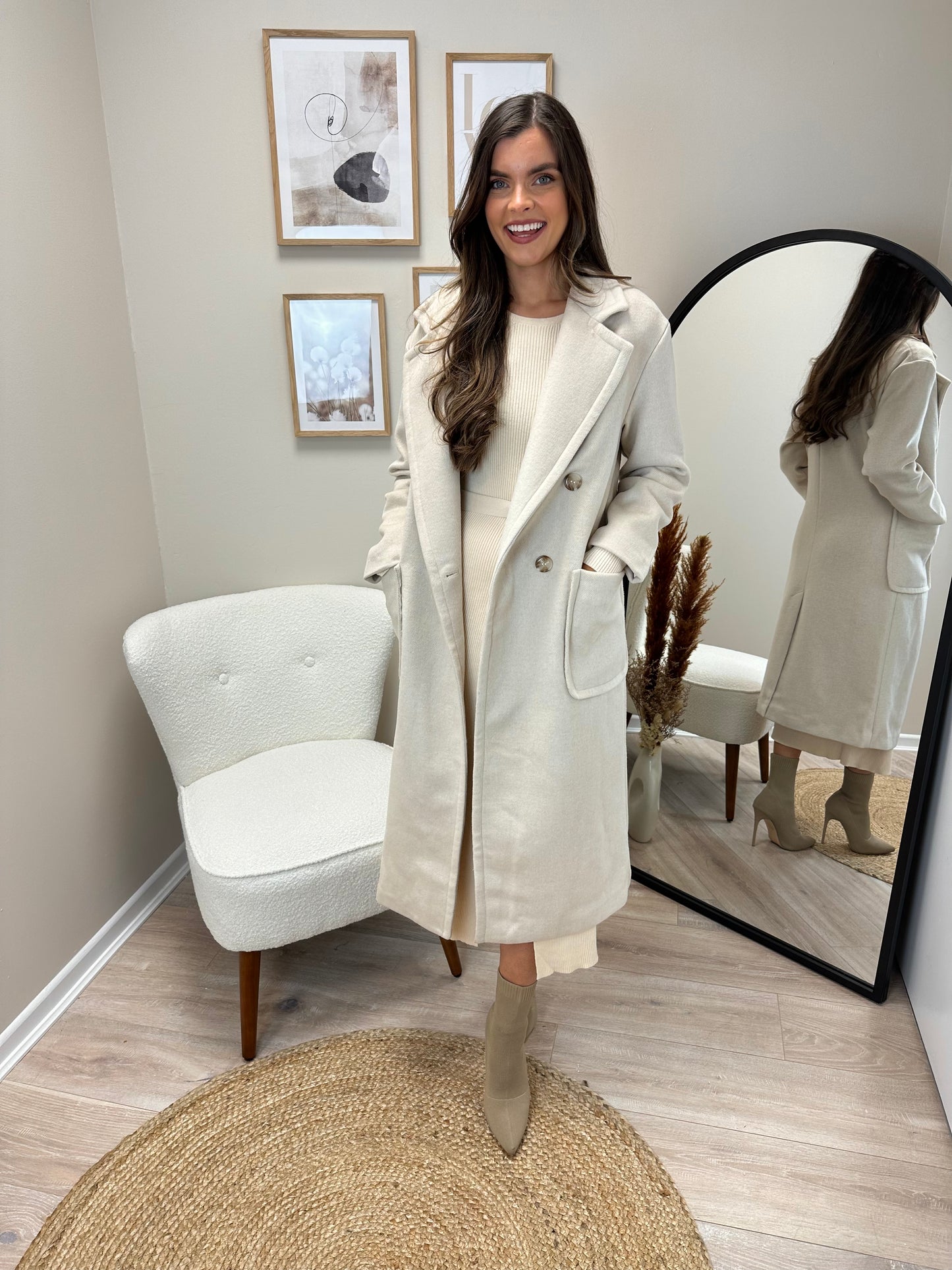 Cream Oversized longline coat
