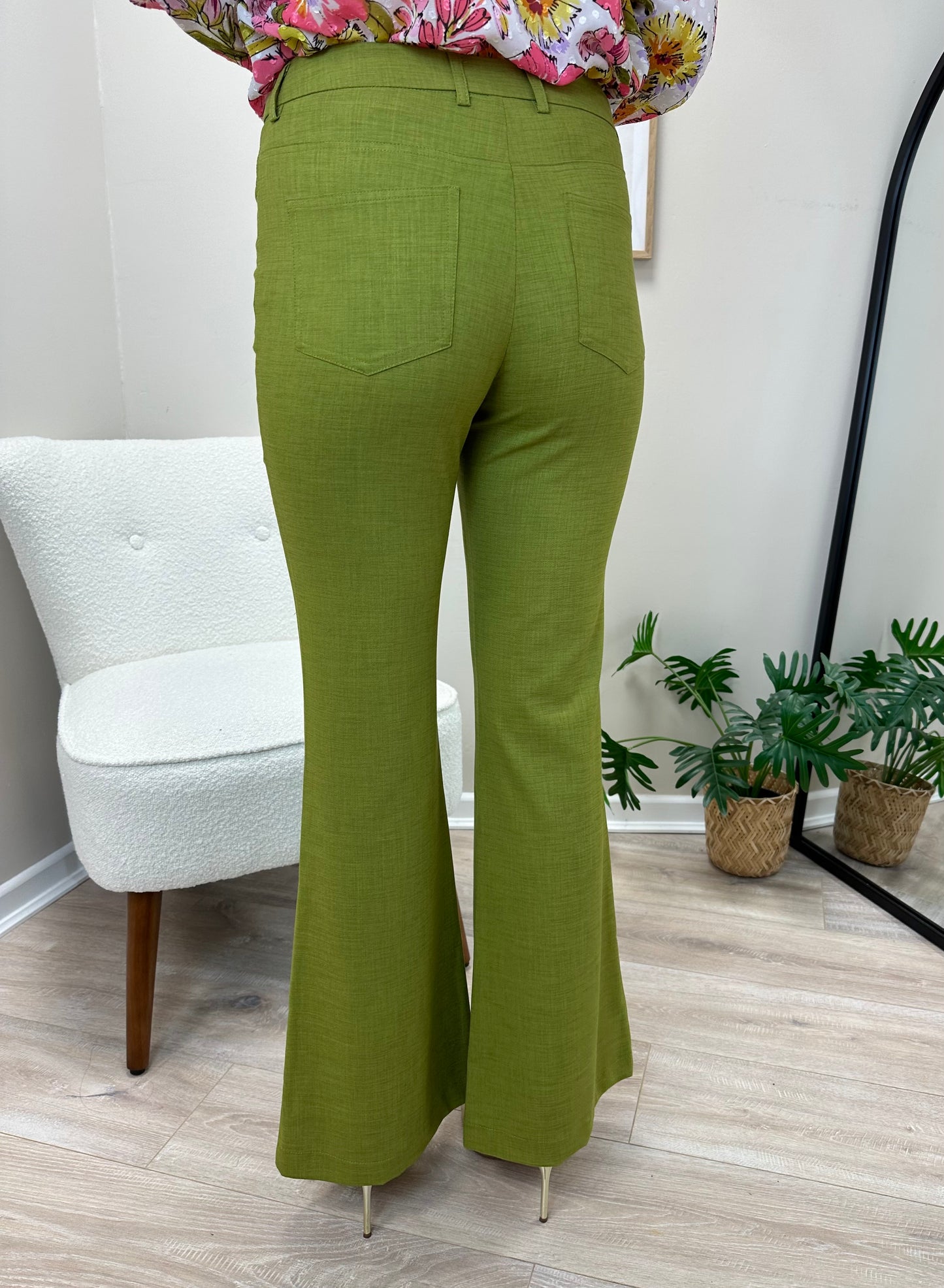 Traffic People Ava Rose Flare Trousers in Green