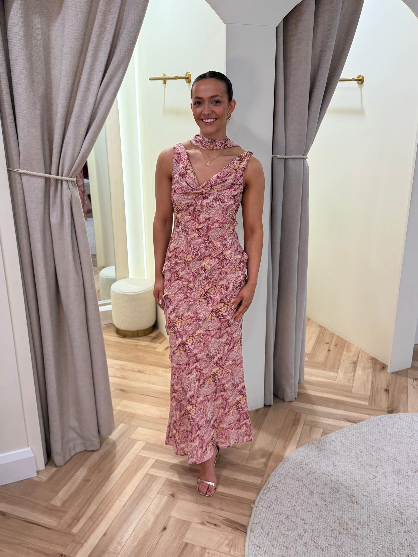 Constance Scarf Ruffle Maxi Dress