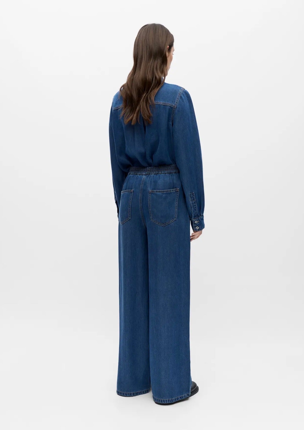 Objframe denim embroidered trouser
