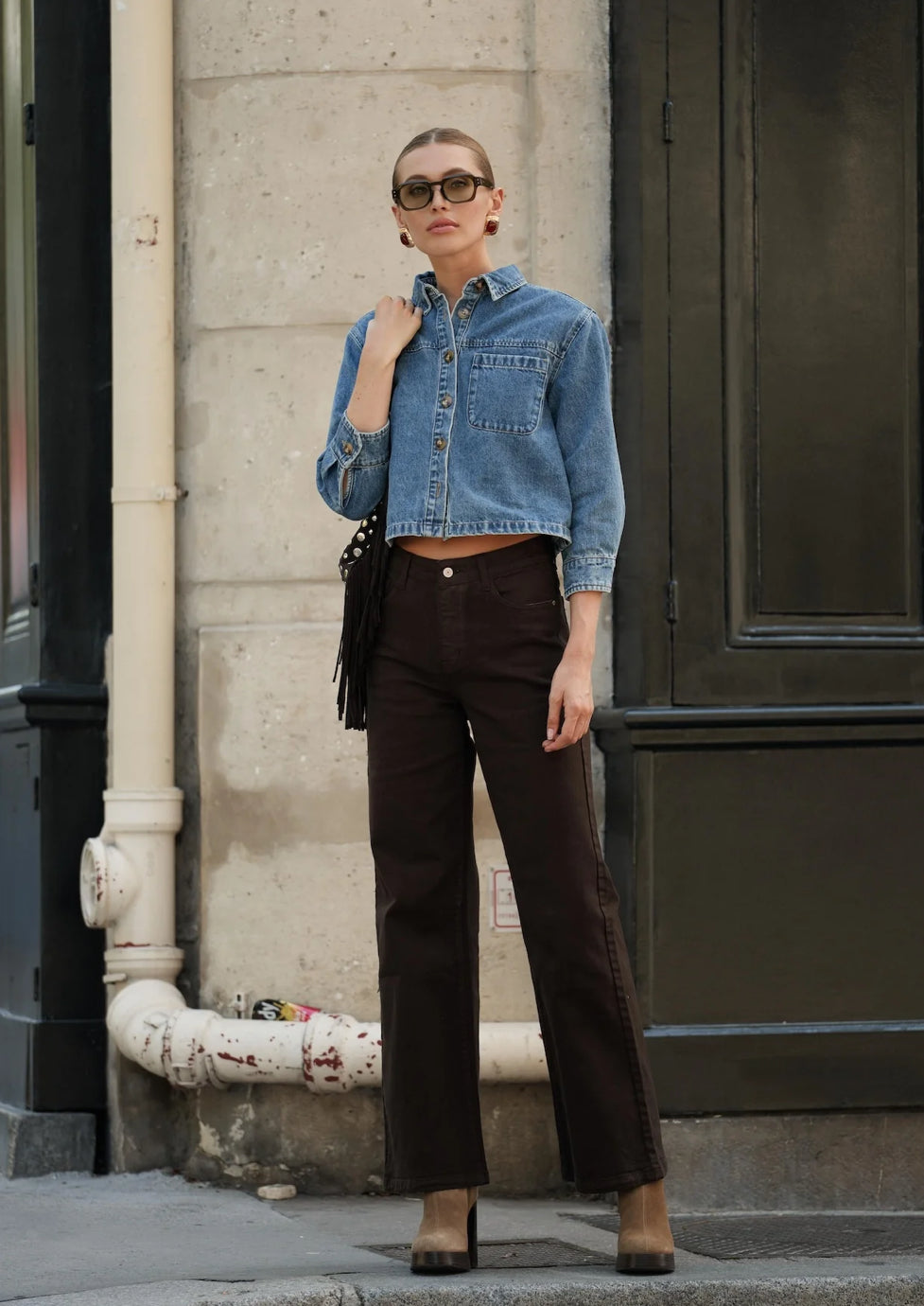 Gabriel wide leg jeans in chocolate brown