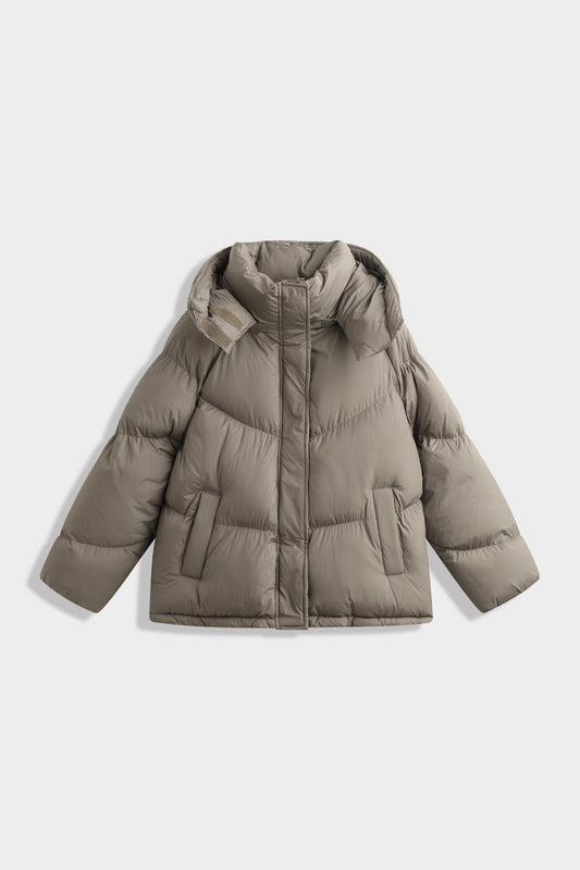 The Coco Puffer Coat in Taupe