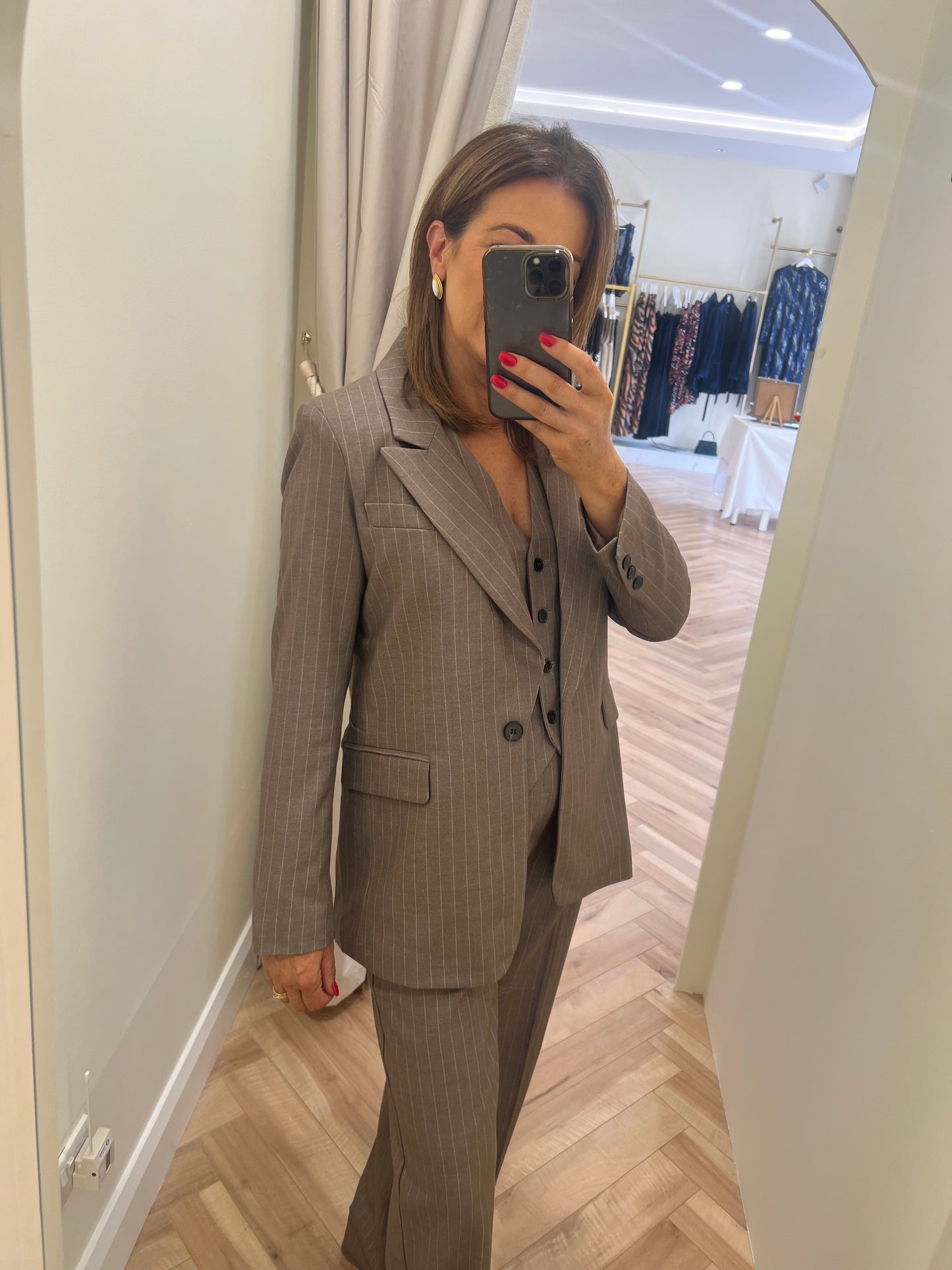 Taupe Pinstripe Blazer