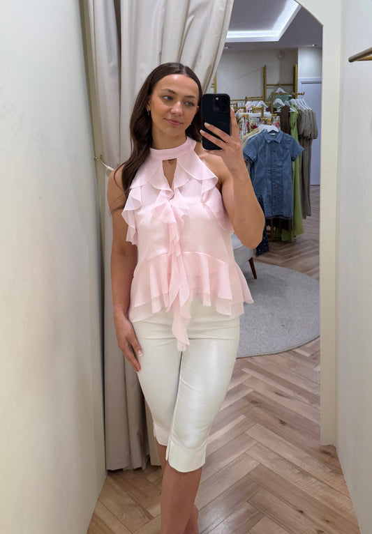 Clara Ruffle Top in Baby Pink