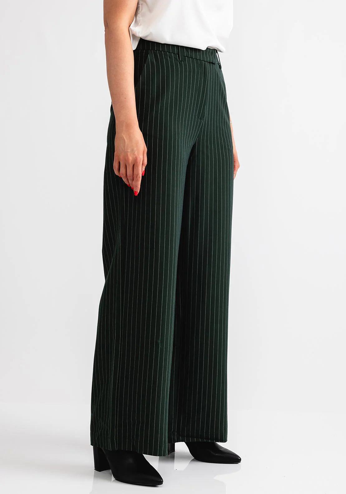 Viwinnie Trousers Dark Green Pinstripe