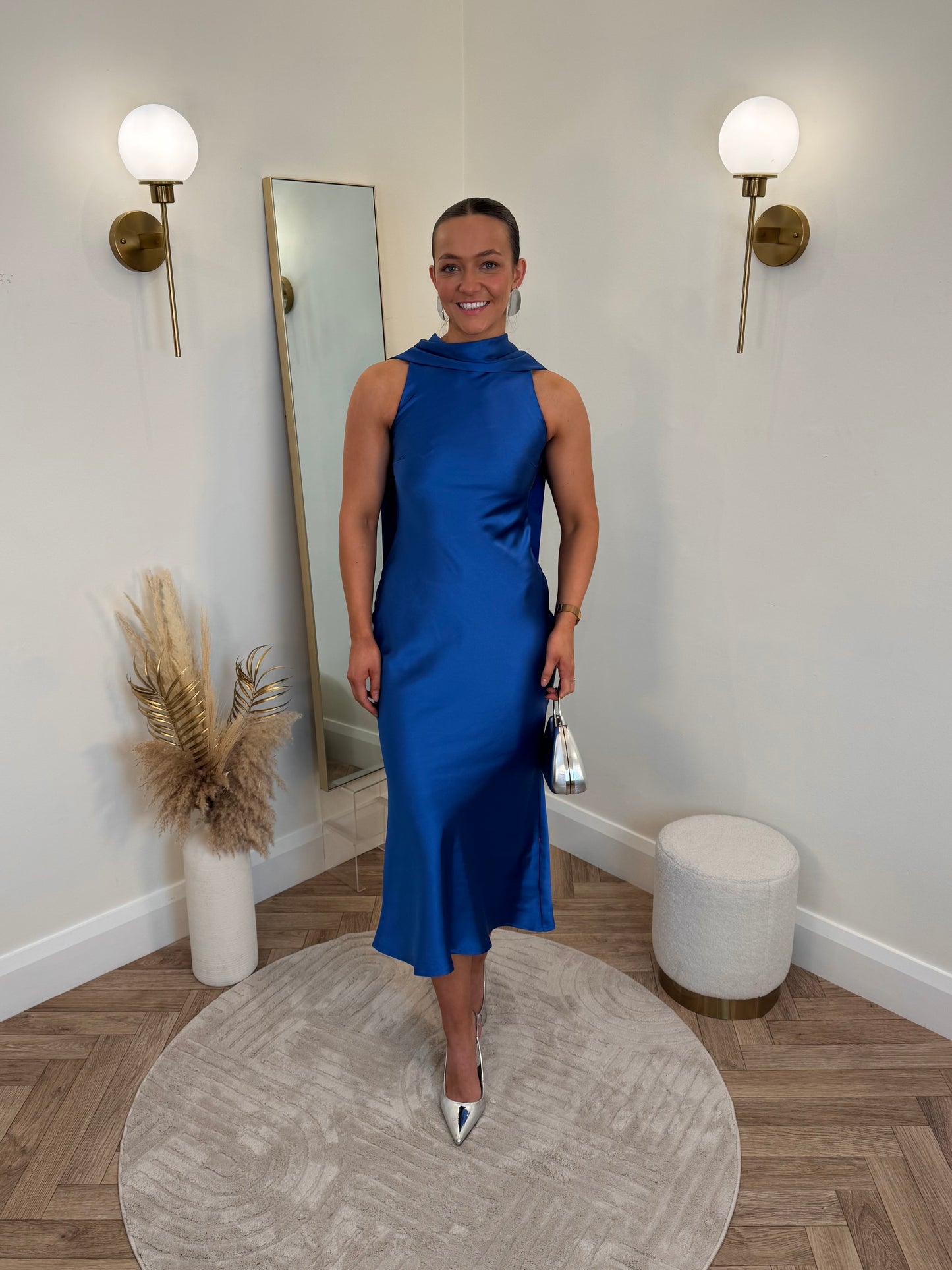 Lethe scarf maxi dress in cobalt blue