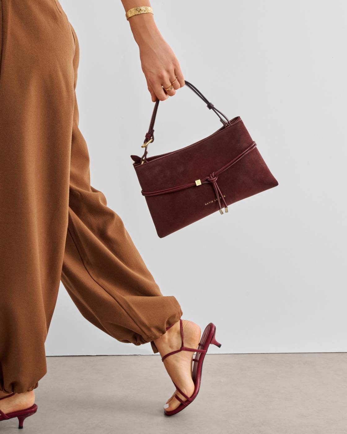 Lori Suedette Crossbody Bag in cherry