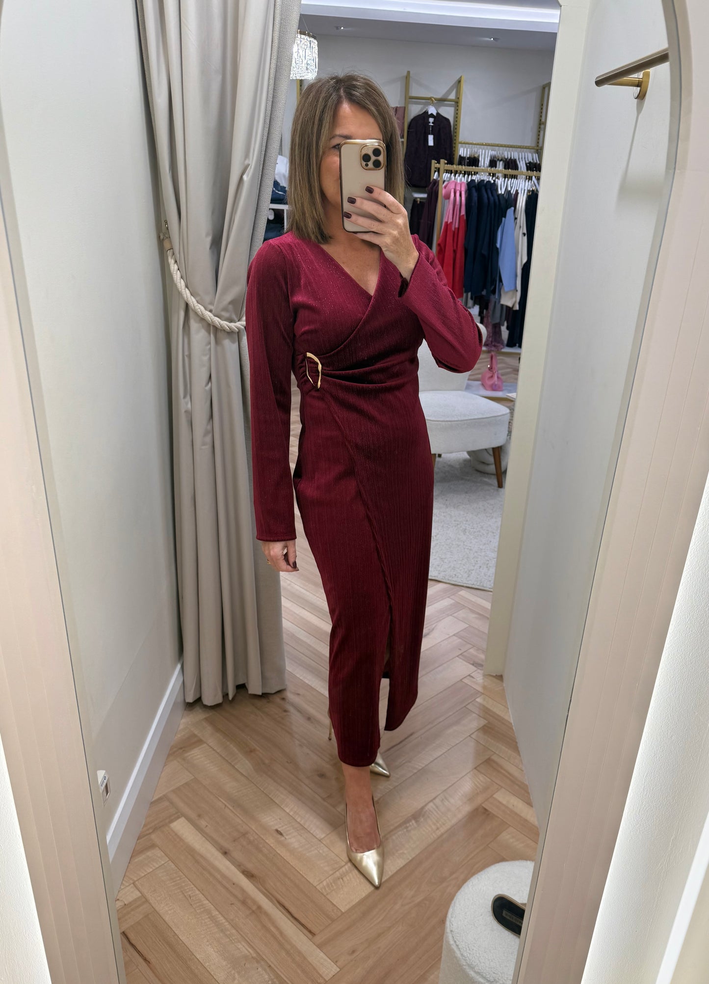 Demi Dress in Burgundy Red