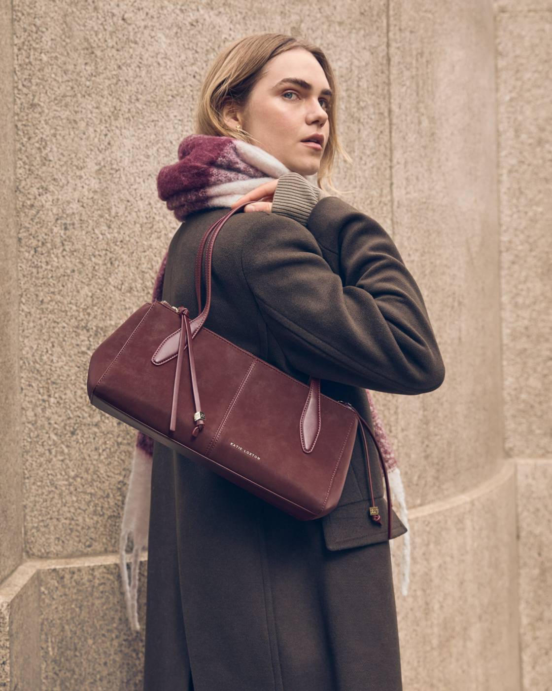 Hattie Suedette Shoulder Bag in cherry
