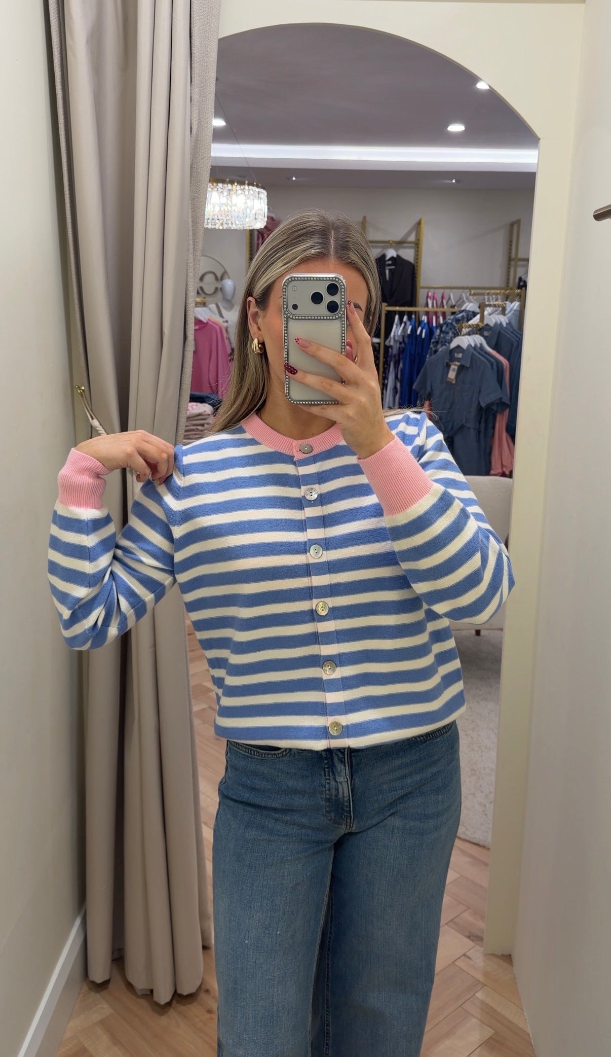 Candy Striped knit Cardigan